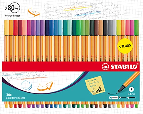 STABILO - Fineliner - point 88-30er Pack - 30 inkl. 5 Neonfarben