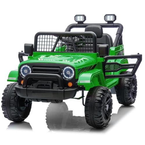 LEADZM Kinder Elektroauto, Elektroauto für Kinder 12V, 4 Eva Räder, 12V 7ah, Fernbedienung, Kinderauto Kinderfahrzeug (Grün)