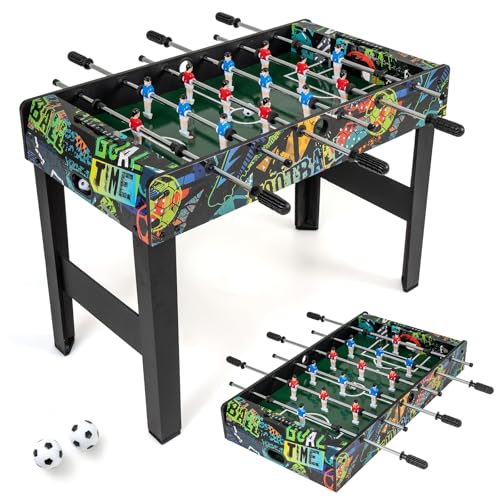 COSTWAY 2 in 1 Tischkicker mit abnehmbarer Tischplatte, Kickertisch mit 2 Bällen, 14 Spieler & Anzeigetafel, Tischfussball für Kinder & Erwachsene, Tischfußball für Zuhause, Büro & Bar, 86 x 51 x 69cm