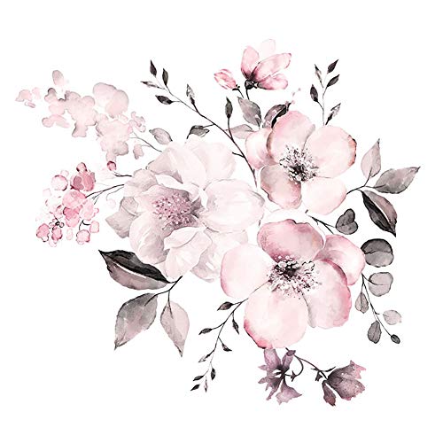 WandSticker4U®- Aquarell Wandtattoo vintage BLUMENRANKE in zart­ro­sa I Wandbilder: 58x52 cm I Wand Deko Blume Blüte Pflanze Blätter I Wandsticker für Wohn-Schlafzimmer Kinderzimmer Küche Möbel