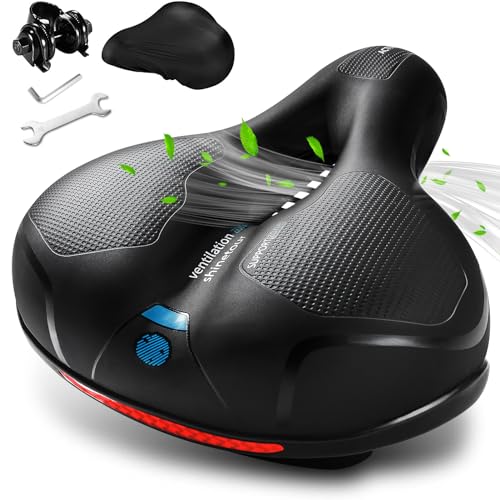 ROCK TAKIN Fahrradsattel Herren und Damen, Bequem Weich Fahrrad Sattel mit Memory-Foam Breiter Fahrradsitz mit Doppelten Stoßdämpfenden Reflektierenden Streifen Ergonomisch Sattel für Rennrad MTB