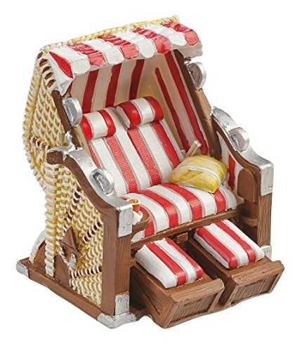 Hobbyfun Strandkorb rot-Weiss 7 cm Figur Deko Urlaub Ferien Ostsee