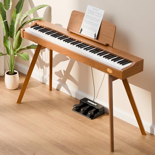E Piano 88 Tasten Hammermechanik : TERENCE Keyboard Piano 88 Tasten mit Ständer Klavier mit 20W Lautsprecher Dreifachpedal Unterstützung Videoaufnahmen MIDI Bluetooth Kopfhöreranschluss (P37ZT02)