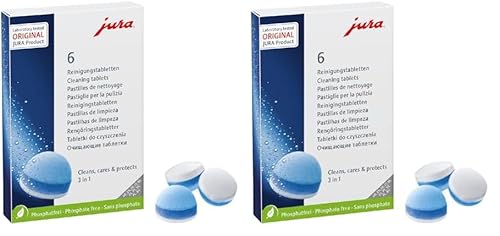 JURA original - 3-Phasen-Reinigungstabletten für 6 Reinigungen - TÜV-zertifizierte Hygiene - 6 Stück - 24225 (Packung mit 2)
