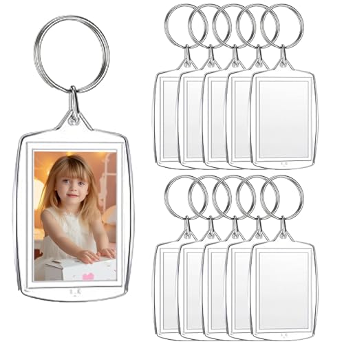 Thoquene 10 Stück Foto Schlüsselanhänger Beidseitig, Acryl Fotoanhänger mit Bild