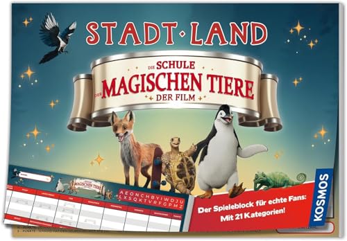 KOSMOS 684372 Stadt Land Die Schule der magischen Tiere, Spielblock zum Film, Stadt Land Fluss, tolles Geschenk für Mädchen und Jungen ab 8 Jahre