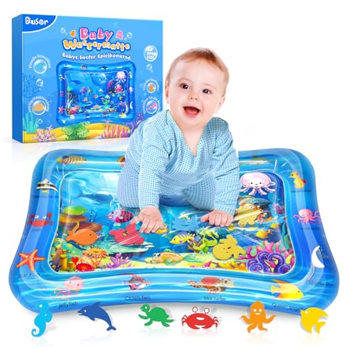 Dusor Wassermatte Baby Spielzeug 3 6 9 Monate, Wasserspielmatte BPA-frei, Spielmatte Baby, Aufblasbare Bauchzeit Matte, Spaßaktivitäten Das Stimulationswachstum Ihres Babys