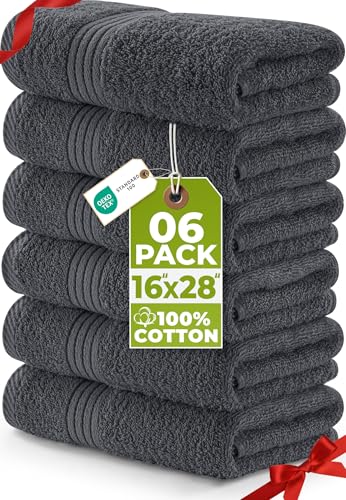 Utopia Towels - Premium Handtücher - 100% gekämmte, ringgesponnene Baumwolle, ultraweich und sehr saugfähig, Dicke Handtücher 41 x 71 CM's, hochwertige Handtücher (6er-Pack, Grau)