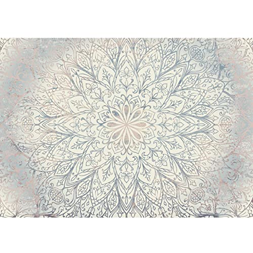 Runa Art Fototapete Mandala Orientalisch 352 x 250 cm Vlies Tapeten XXL Moderne Wandtapete Wohnzimmer Schlafzimmer Blau Beige Weiss 9286011a