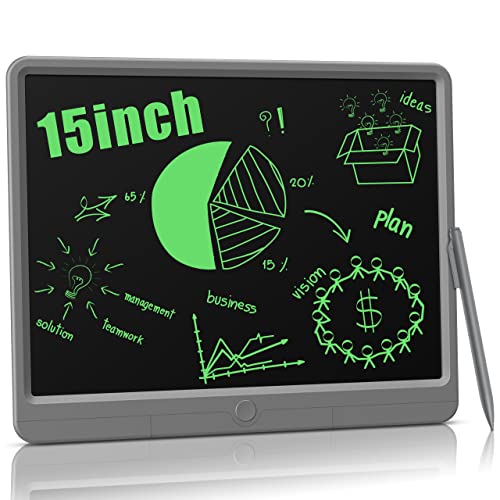 TUGAU LCD Schreibtafel für Erwachsene und Kinder 15 Zoll Zeichentafeln, Löschbarer Elektronischer LCD Writing Tablet Zeichentablett Geeignet für Büro, Memos und Notizen(Gray)
