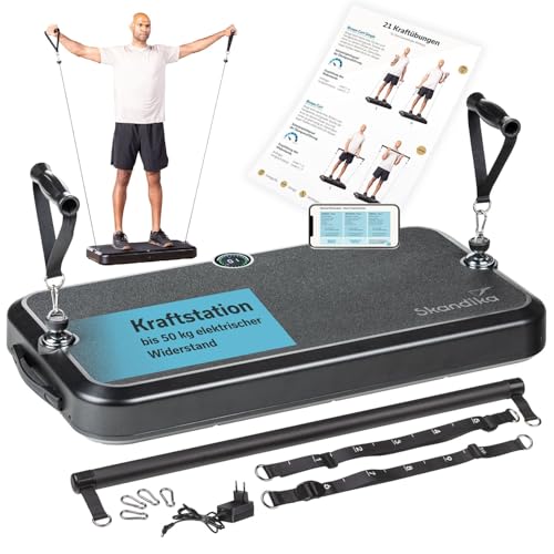 Skandika Kraftstation Smart Training Station | Fitnessgerät für zuhause, 50 kg Seilzug, Multifunktion Home-Gym Equipment, Ganzkörpertraining, Calisthenics | Fitnessstation, Trainingsgerät, Fitness