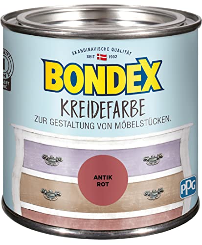 Bondex Kreidefarbe Antik Rot 0,5 L | Für Möbel & Accessoires aus Holz | Leichte Verarbeitung | Pflegt und schützt | Shabby-Chic Möbelstücke | Innenfarbe | Kreideholzfarbe