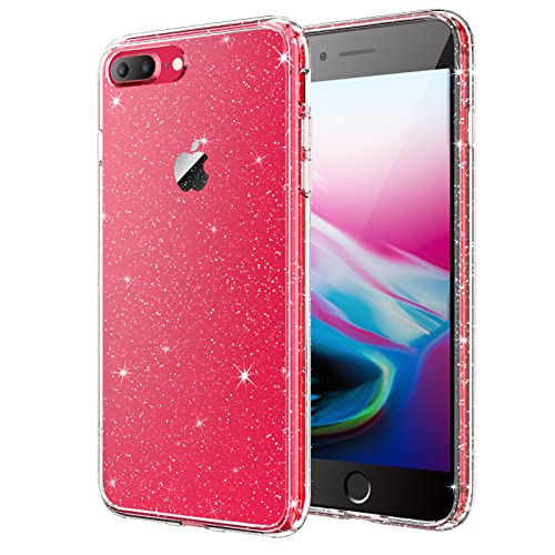 JETech Glitzer Hülle für iPhone 8 Plus/7 Plus, 5,5 Zoll, Bling Glitter Stoßfeste Stoßstange Handyhülle, Niedliche Glitzernde für Frauen und Mädchen (Durchsichtig)