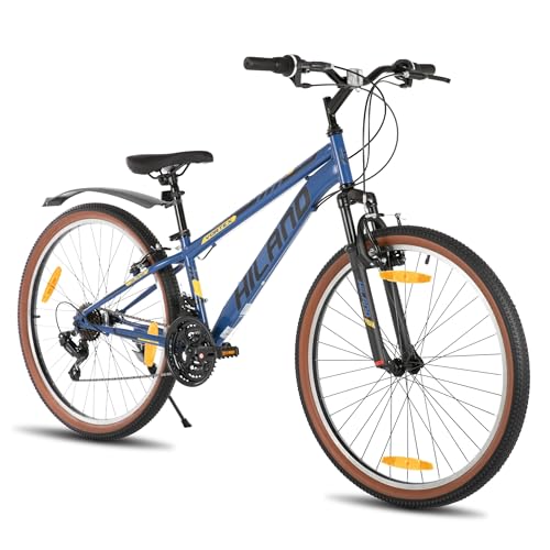HILAND 26 Zoll Mountainbike für Herren und Damen, 21 Gänge Mountainbike, hochfester Stahlrahmen, V-Bremse, Hardtail MTB für Erwachsene, Blau