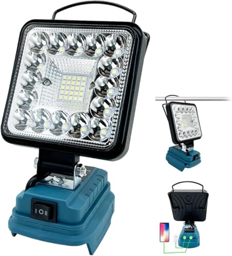 Akku Lampe für Makita 18V Akku, 48W 4800LM Led Arbeitsleuchte, Strahler Tragbares Flutlichter Baustellen Lampe,mit 2 USB für Camping, Autoreparaturen, Notfall Ersatz für Makita DML816(Ohne Akku)