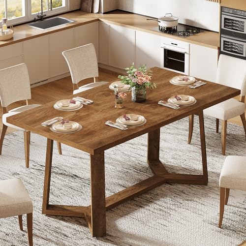 Tribesigns Esstisch für 4–6 Personen,120 x 80 cm moderner Esstisch aus MDF mit Massivoptik, rechteckiger Küchentisch - Schafft gemütliches Wohnambiente