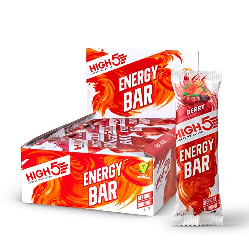 HIGH5 Energieriegel - Hochkalorische Riegel für Laufen, Radfahren & Wandern - Vegane Haferriegel mit echten Früchten - Gesunde Snacks für Training, Wettkampf & Alltag (12x55g Soft Bar Riegel, Beere)