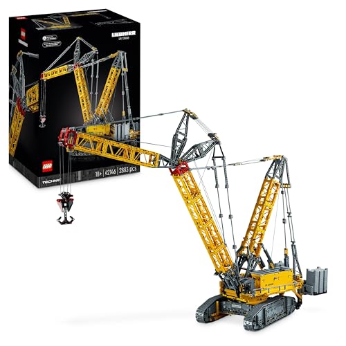 LEGO Technic Liebherr LR 13000 Raupenkran Set, Baue das ultimative ferngesteuerte Baufahrzeug-Modell mit Control+ App, Kran mit Windensystem und Wippausleger, großer Modellbausatz für Erwachsene 42146