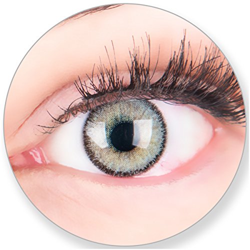 Glamlens Kontaktlinsen farbig grau ohne und mit Stärke - mit Kontaktlinsenbehälter. Sehr stark deckende natürliche graue farbige Monatslinsen Silbergrau 1 Paar weich Silikon Hydrogel -2.5 Dioptrien