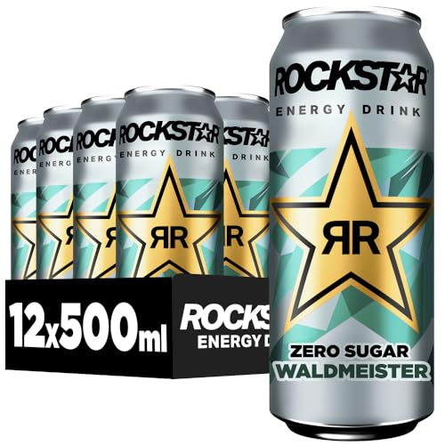 Rockstar Energy Drink Waldmeister Geschmack - Koffeinhaltiges Erfrischungsgetränk für den Energie Kick, EINWEG (12 x 500ml)