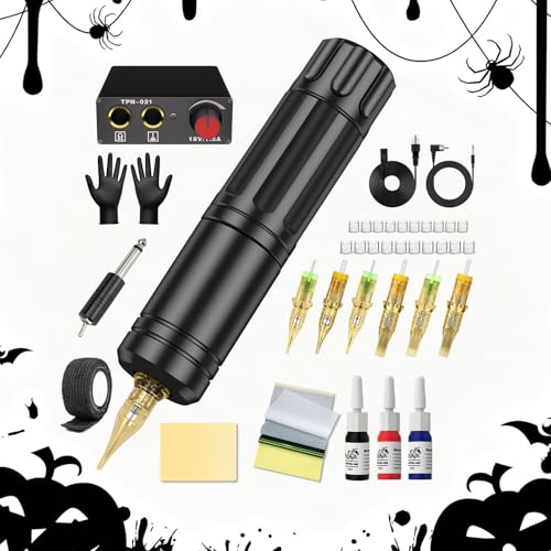 Blackbudda CTG002 Tattoo Gun Kit für Anfänger, Professionelle Rotary Tattoo Maschine Komplettset mit Patronen Tattoo Supplies