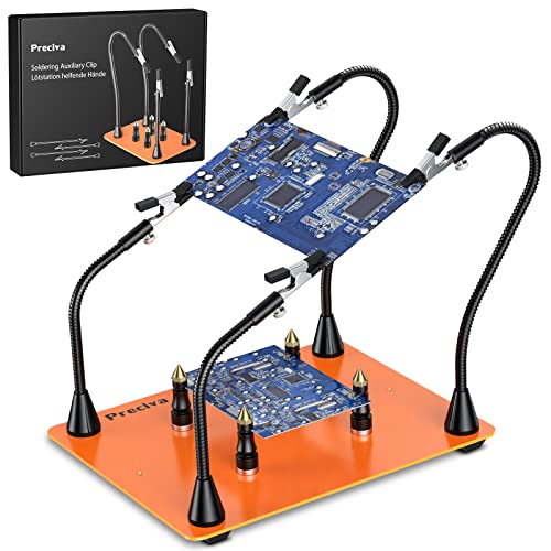 Magnetische helfende Hand, Preciva 3. hand löthilfe Flexibel Helfende Hände Lötstation Werkzeug Leiterplatte für Lötarbeiten Elektronik Reparatur von Schmuck, Handwerk Löten Entlöten (orange)