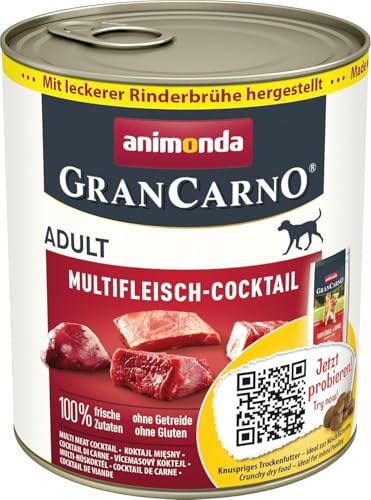animonda GranCarno Adult Multifleisch-Cocktail (6 x 800 g), Hundenassfutter für erwachsene Tiere, Nassfutter für Hunde mit 100 % frischen, fleischlichen Zutaten, Hundefutter ohne Getreide