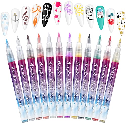 12 Farben Nail Art Pen 3D Nagelkunststift Set,Schönheit,Schmuck,Maniküre Werkzeuge,Graffiti Punktierungsstift, Zeichnen,Malen,Liner,Nagelkunststift DIY Linie Nagelkunst Graffiti.