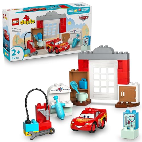 LEGO DUPLO │ Disney and Pixar Cars – McQueens Besuch in Docs Werkstatt Rennwagen für Kleinkinder mit Lightning McQueen & Doc Hudson, Spielzeug-Auto & Autowasch-Zubehör für Kinder ab 2 Jahren – 10456