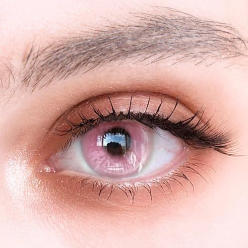 1 Paar rosa Farbe Monatslinsen Mit Stärke. 1-Month Kontaktlinsen 'Die Schönheit von morgen', leicht einzusetzend - Topqualität für Cosplays, Fasching, Karneval und Halloween (0.0 Dioptrien)