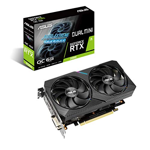 ASUS Dual GeForce RTX 2060 Mini OC Edition Gaming Grafikkarte (PCIe 3.0, 6GB GDDR6, 2-Slot Design, 0dB-Technologie)