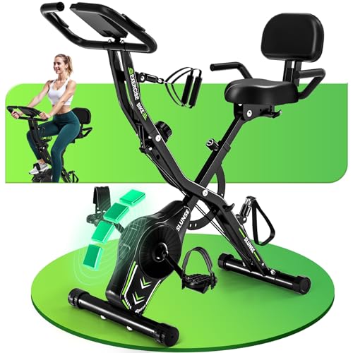 Neu Heimtrainer Fahrrad, SLUNSE 5-in-1 Ergometer Heimtrainer Verstellbarer Widerstand, Hometrainer Fahrrad Faltbare Aufbewahrung, Leise & Bequem, LCD-Monitor, 160KG Belastbar, Home Trainer
