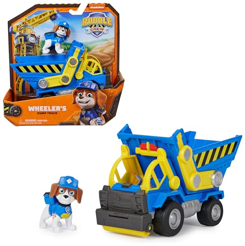 Rubble & Crew Kipplaster-Baufahrzeug mit Wheeler-Figur, bewegliche Walze & funktionierende Kippbrücke, authentisches TV-Serie Spielzeug, für Kinder ab 3 Jahren