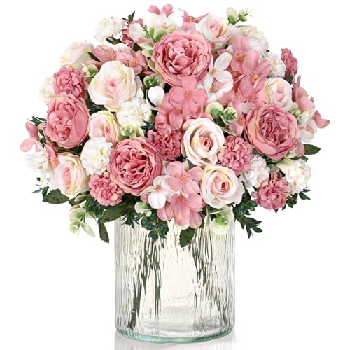 UXORSN 2 Bündel Pfingstrose Künstliche Blumen Kunstblumen wie Echt Seidenpfingstrosen Kunstrosen Künstlich Blumensträuße Seidenblumen für Blumenarrangement Hochzeit Partei Küche Tischaufsätze Dekor
