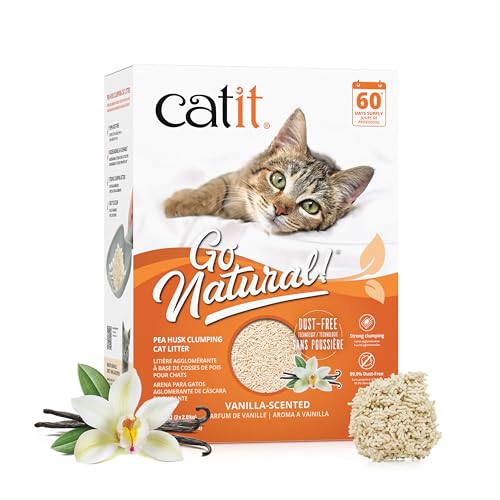 Catit Go Natural!, klumpende Katzenstreu, aus Erbsenhülsen, mit Vanilleduft, 2 x 2,8kg (5,6kg)