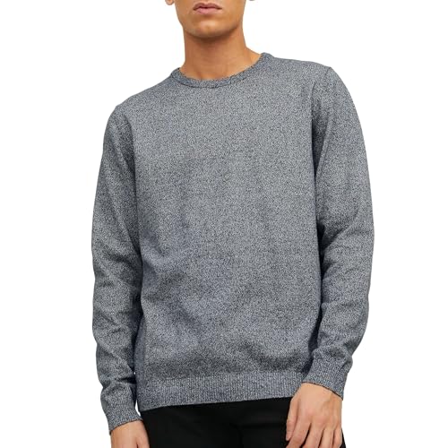 JACK & JONES Dünner Langarm Strickpullover Rundhals Basic Sweater Shirt Jumper JJEBASIC, Größe Pullover:M,Farben:Navy
