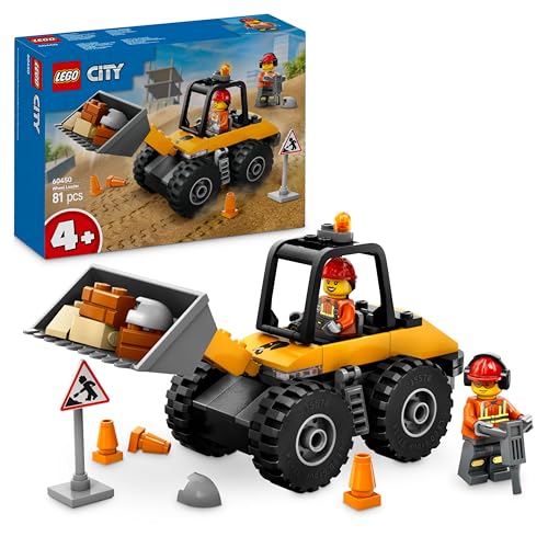 LEGO City Radlader - Spielzeugbagger für Kleinkinder, Mädchen und Jungen ab 4 Jahren - Fahrzeug Spielset - Montessori Geschenkideen für die Vorschule - Set mit 2 Bauarbeiter Minifiguren 60450