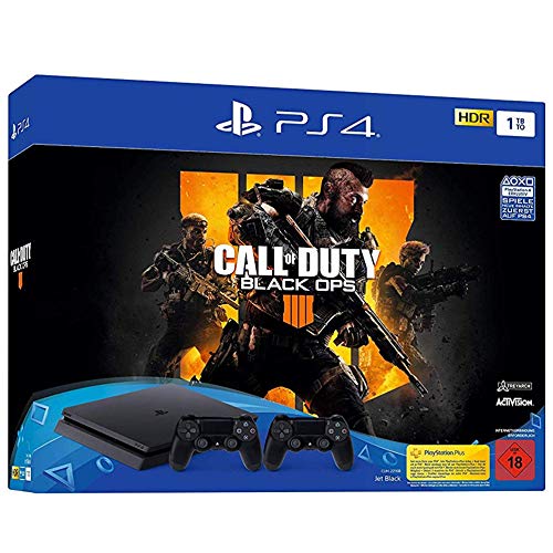 PlayStation 4 - Konsole (1TB, schwarz, slim) inkl. Call of Duty: Black Ops 4 + 2 DualShock Controller