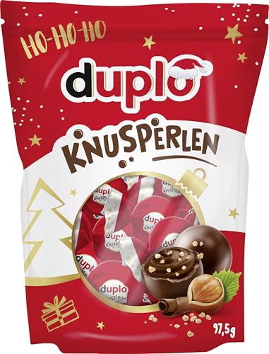 duplo Knusperlen - knusprige Waffelkugeln mit leckerer Haselnuss-Kakaocreme umhüllt von knackiger Milchschokolade - Snack zum Teilen, Mitbringsel oder für Nikolausstiefel & Adventskalender - 97,5 g