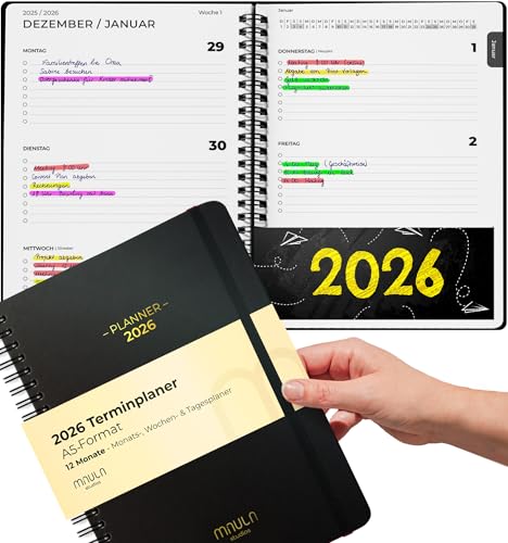 Terminplaner 2026 A5 – Minimalistischer Buchkalender 2026 – Wochenplaner für Termine & Organisation – Jahreskalender Minimalist – Praktischer Terminkalender Buch Kalender