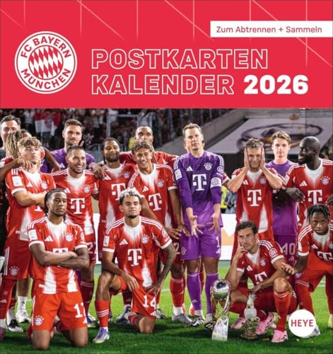 FC Bayern München Postkartenkalender 2026: Monats-Tischkalender zum Aufstellen oder Aufhängen mit den Stars des FC Bayern. Ein kleiner Foto-Kalender ... Versenden an Fans. (Bundesliga Kalender Heye)