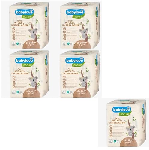 babylove Kinder & Baby Wickelunterlagen nature, 5x 10 Stück XL Pack = 50 Stück * BONUS