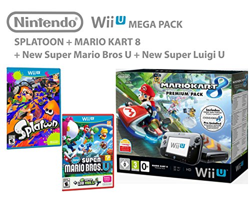 Nintendo Wii U Mario Kart 8 Konsolen Set + Splatoon + Mario&Luigi