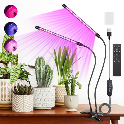 Pflanzenlicht Vollspektrum - Indoor 8W Pflanzen LED Grow Lampe, High PPFD Grow Lights für Blumen, Gemüse, Hydroponik, Vollspektrum-Pflanzenlicht mit Timer, 10 Stufen Dimmbar mit Memory-Funktion
