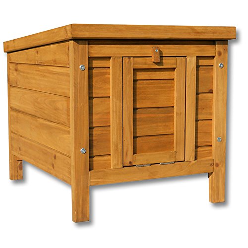 Wiltec Katzenhaus 420 x 515 x 430 mm aus Fichtenholz, Kleintierhaus Kaninchenstall mit Dach aufklappbar, Bitumeneindichtung, Tierstall für Garten/Balkon