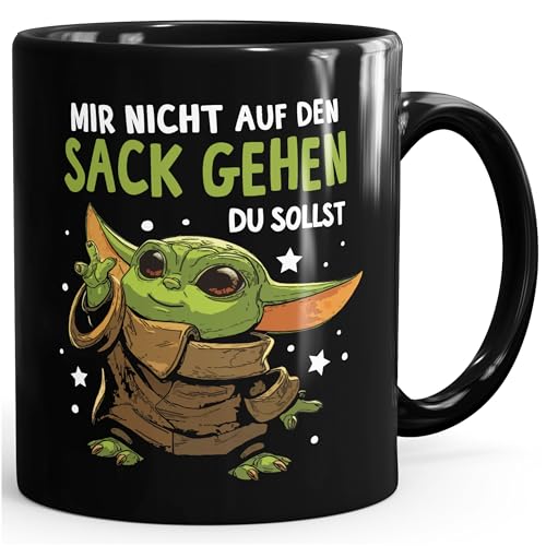 MoonWorks Kaffee-Tasse mit Spruch Mir nicht auf den Sack gehen du sollst Baby Bürotasse lustige Kaffeebecher Schwarz standard