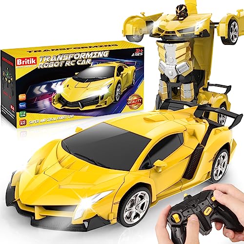 Britik Spielzeug für 3-8 Jahre Mädchen Junge: Transformator Ferngesteuertes Auto Spielzeug für Kinder Geschenk für Mädchen Junge 3 4 5 6 7 8 9 10 Jahre RC Auto Roboter 360°Drehung 2,4Ghz Fernbedienung