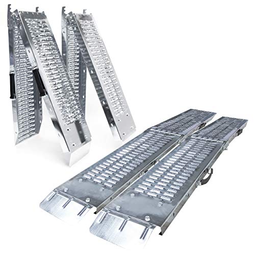 VOUNOT® 2 x Faltbare Auffahrrampe, Laderampen 400 kg max Faltrampe für Motorrad, Anhänger, Rasenmäher, Rasentraktor, 180 x 23X 4.5cm