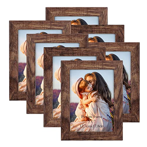 PETAFLOP 7er Set Bilderrahmen 13x18 CM Braun, Bilderrahmen holz Wand und Tischbilderrahmen, Geeignet für den Einsatz in Wohnungen Büros usw