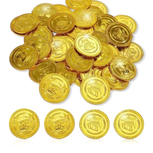 50 Stück Goldmünzen,Piratenschatz,Goldmünzen Kinder,Goldtaler Schatzsuche Set,Gold Münzen Piraten,für Coins Fake Metall Pirat Piratenmünzen,Spielmünzen Diamanten Goldmünze tauchspielzeug Treasure